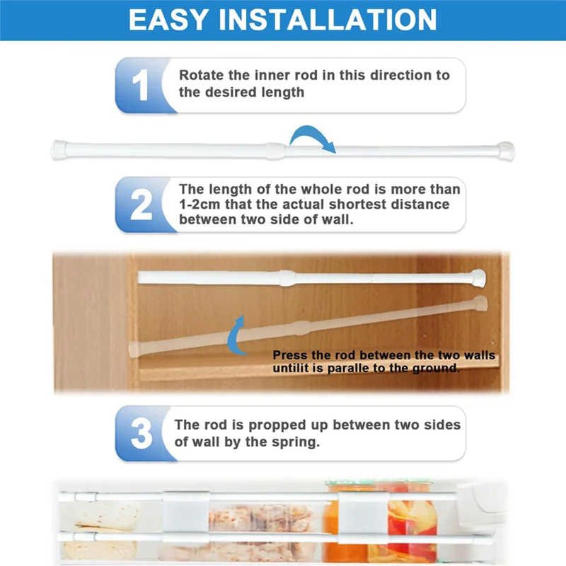 

Classy-4 Pcs Double RV Refrigerator Bars Adjustable Fridge Tension Rods RV Refrigerator Kitchen Accessories, Fridge Bars