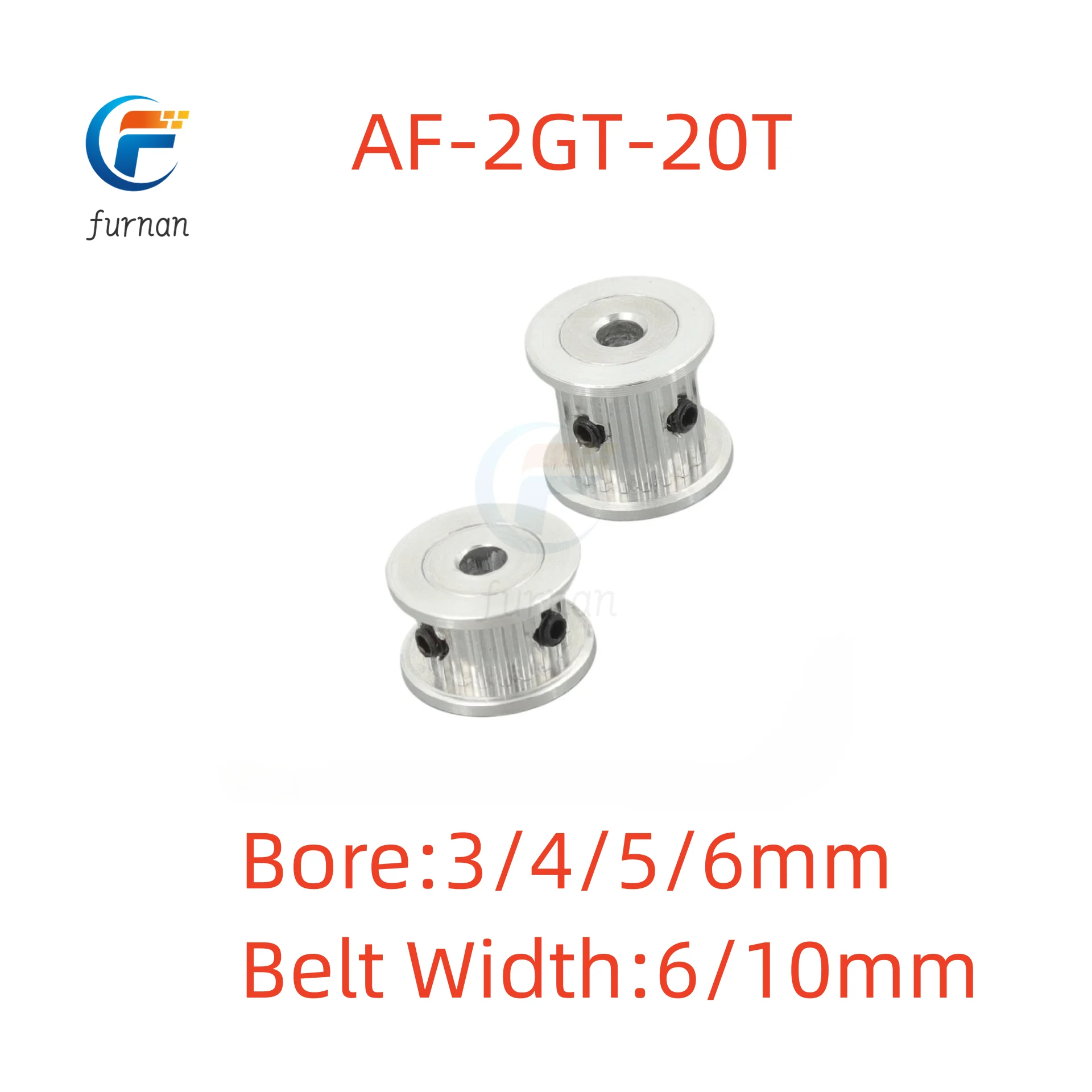 20T 2GT Timing Pulley Bore 3/4/5/6mm for Width 6/10mm GT2 Synchronous Belt 3D Printer CNC Parts  AF Type Pitch 2mm