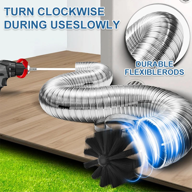 Dryer Vent Cleaner Kit, Enhanced Flexible Quick Snap Brush with Drill Attachment , 360 Degree Rotation Without Loosening