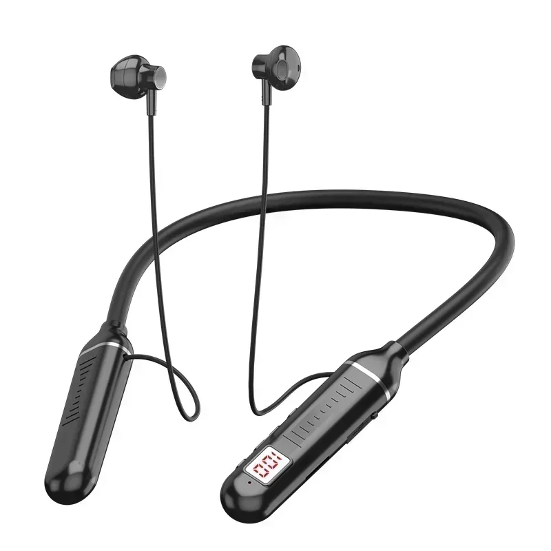 Wireless Earphones Neckband Headphones Gaming LED Display Stereo Sports Headset Halter Waterproof Magnetic Earbuds
