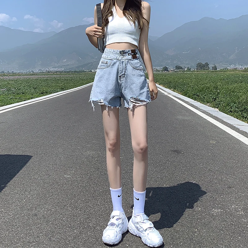 

High Waist Denim Shorts Women Summer Thin Loose Wide Leg Slim A-Line Sexy Hot Pants Short Length Jeans High Waist Shorts