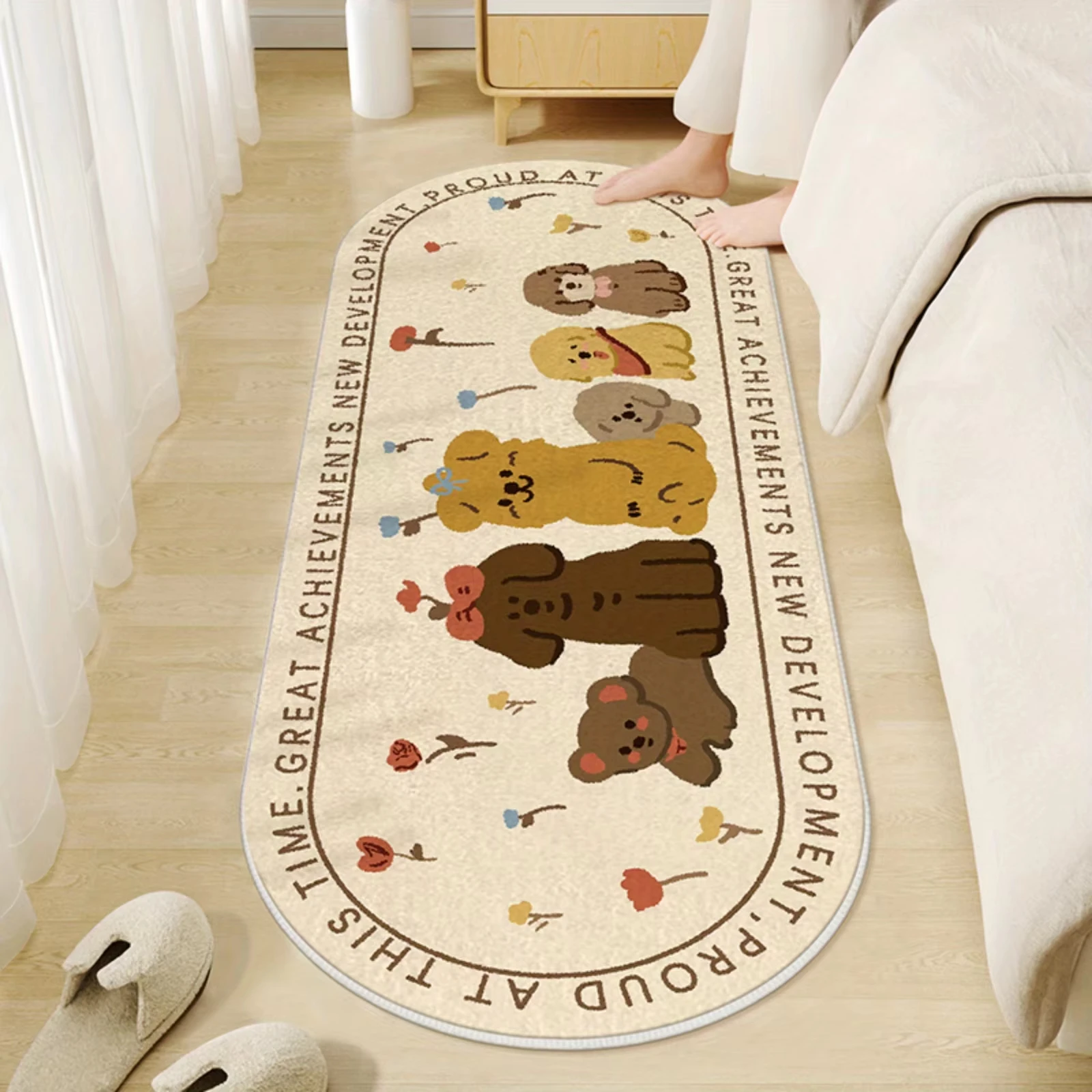 VIKAMA Crystal Velvet Carpet - Cute Puppy Theme - Suitable for Restaurant, Living Room, Bedroom and Entrance Floor Mat