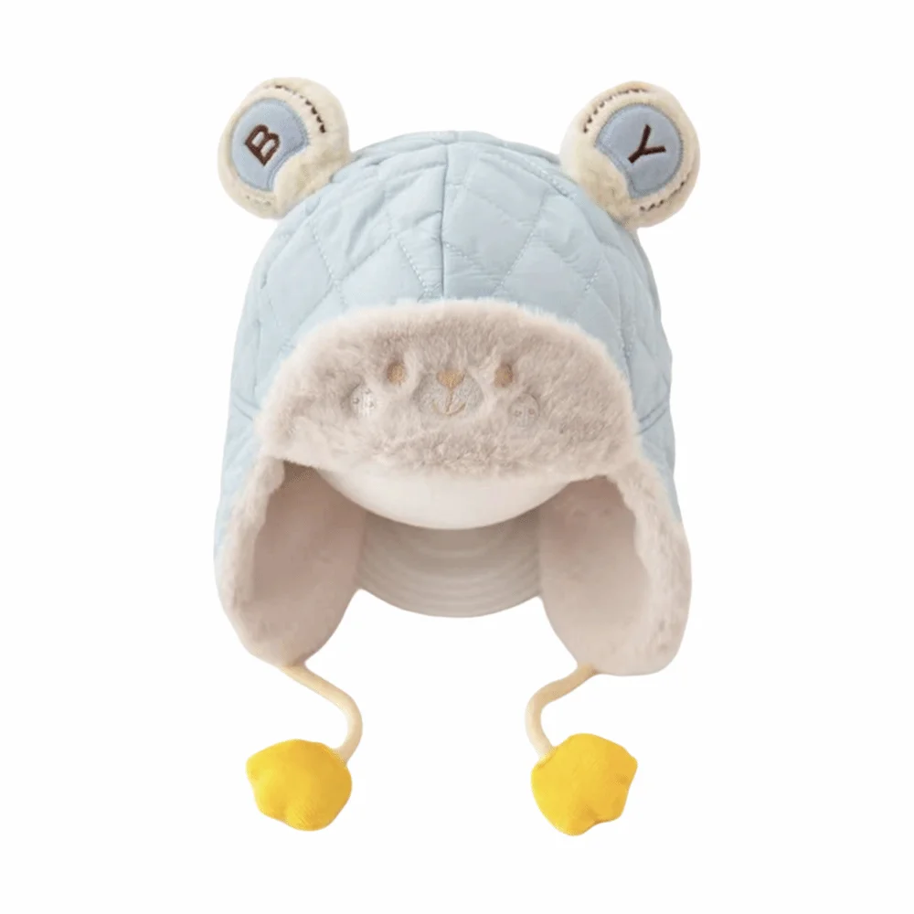 

Warm Windproof Cartoon Bear Baby Hat Adjustable Earmuffs Toddler Cap Thicken Ear Protection Trendy Baby Beanie Cap Outdoor