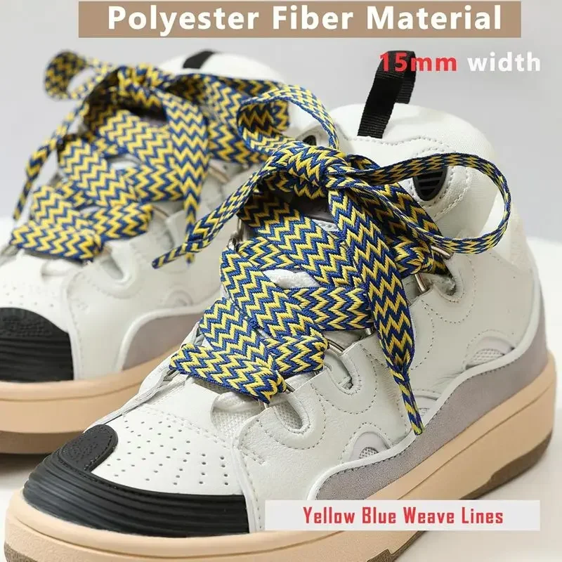 1,5 cm Breite, dicke, flache Schnürsenkel, Sneaker-Schnürsenkel für Basketball, Tennis, Sportschuhe, Schnürsenkel, gewelltes Brot, Seil, Schuhe, Saiten – Detail 14