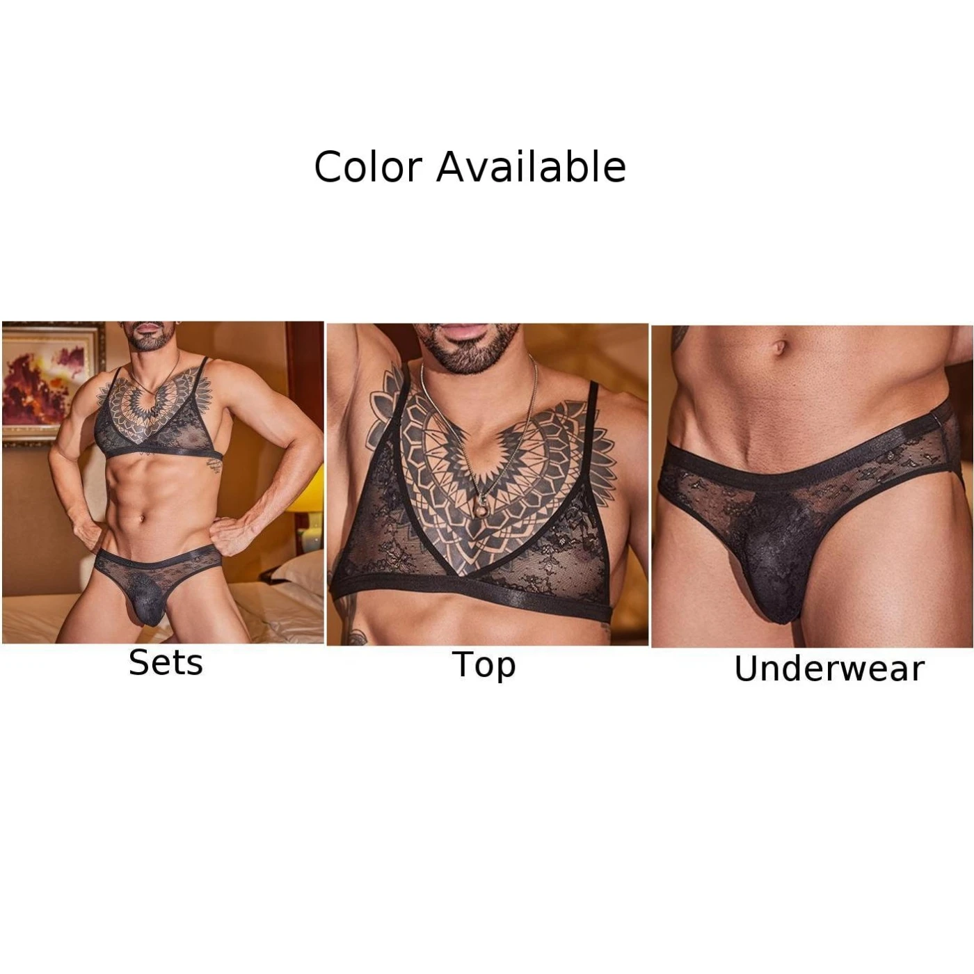 Classic Men\'s Lingerie Sets G-strings Stretchy Pajamas See Through Lingerie Comfortable Fit Design Male Underwear Style