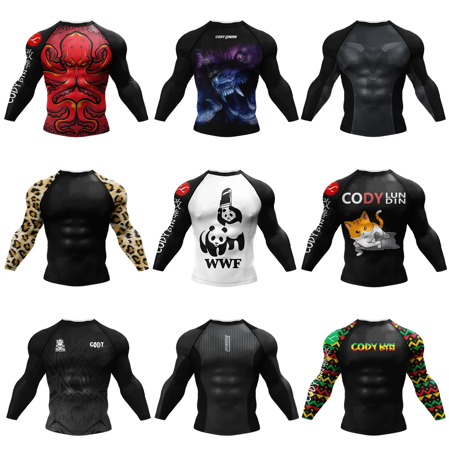 Custom Hot Sale Cody Lundin Wrestling BJJ Jiu Jitsu Rash Guard For Men 3D Sublimation Tattoo Tight Long Sleeve Kickboxing Jersey