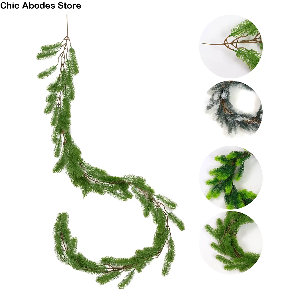 

2M Artificial Pine Garland Real Touch Seasonal Faux Greenery Garland Plastic Home Deco Winter Pine Garland for Outdoor Indoor