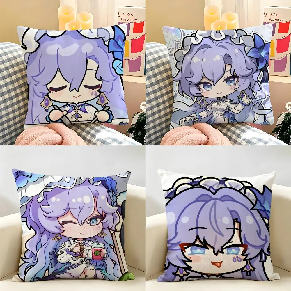 Cantarella Game Wuthering Cute Cushion Cover Natural Linen Organic Fabric Double-Sided Printing Room Sofa Decor Pillow Case