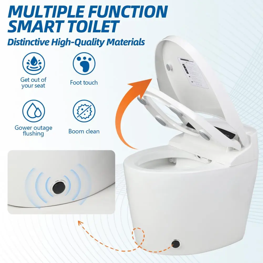 

Smart Toilet, Automatic Flush One Piece Bidet Toilet, Electric Tankless Toilets with Heated Seat, Foot Sensor Operation, Dryer