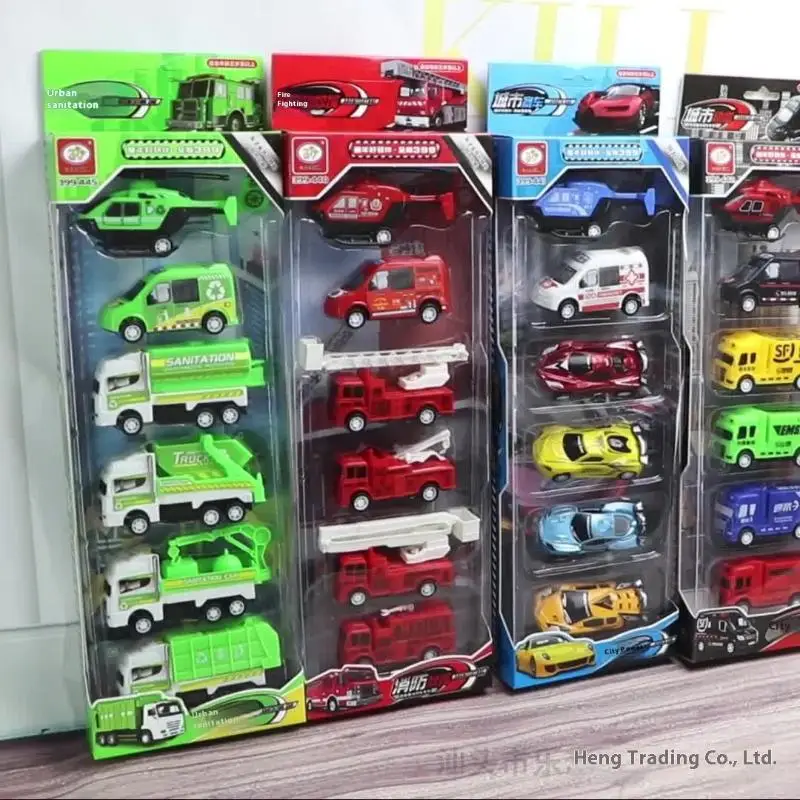 Regalos ingeniosos para niños: 4/6 piezas Camión de saneamiento extraíble y modelos de juguetes de vehículos de ingeniería