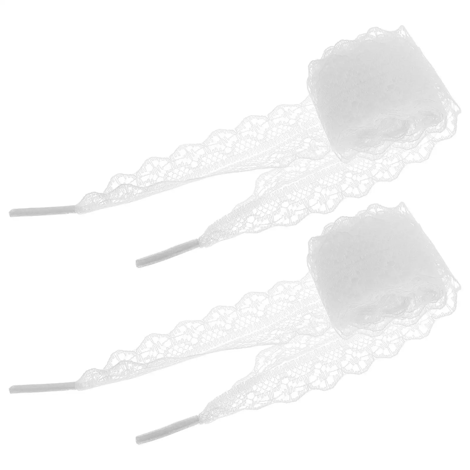 2 個レース靴ひもスニーカーフラットかわいいリボン女性トリム縫製ワイド AntiLoose 刺繍靴アクセサリー女の子の装飾