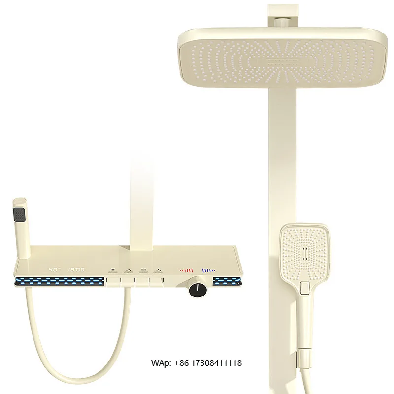 

Набор для душа кремово-белая ванная комната с горячей и холодной водой и трехскоростной насадкой для душа с цифровым дисплеем для хранения