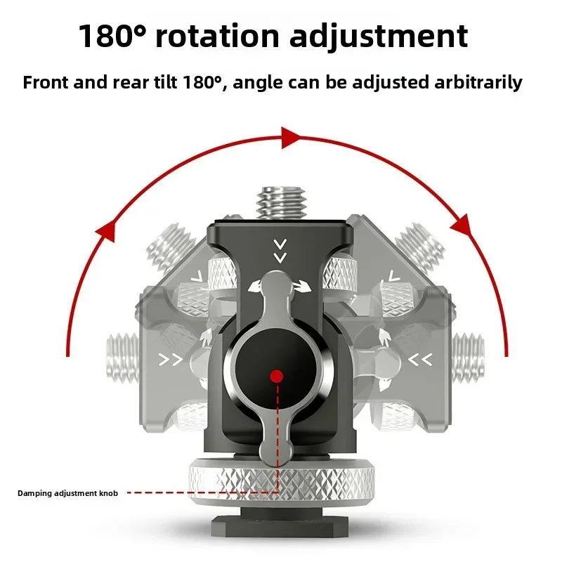 Aluminum Alloy Adjustable Snail Tripod Head,Universal Cold Shoe Bracket Extender For DSLR Mirrorless Camera Accessory