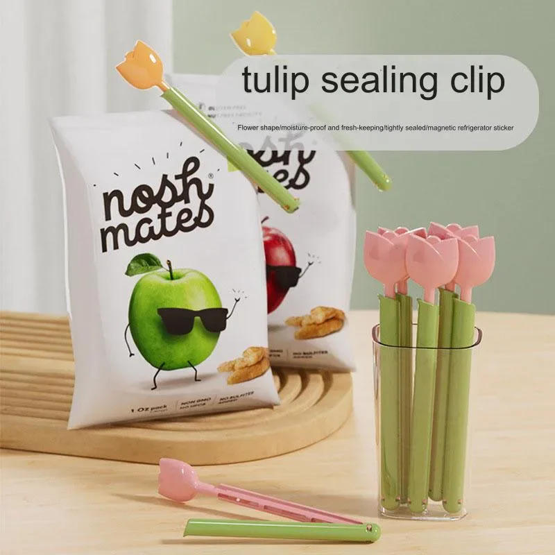 Tulip Shape Magnetic Sealing Clip Sealer Refrigerator Food Bag Clip Moisture-proof Fresh-keeping Clip Milk Powder Snack Clip