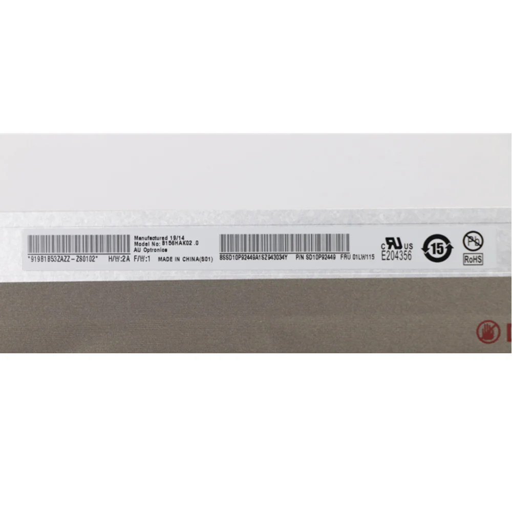 Imagem -04 - para Lenovo Thinkpad T580 P52s Tela Lcd 15.6 Fhd 1920*1080100 Qualidade Superior Fru 01yr205 01lw115 Novo