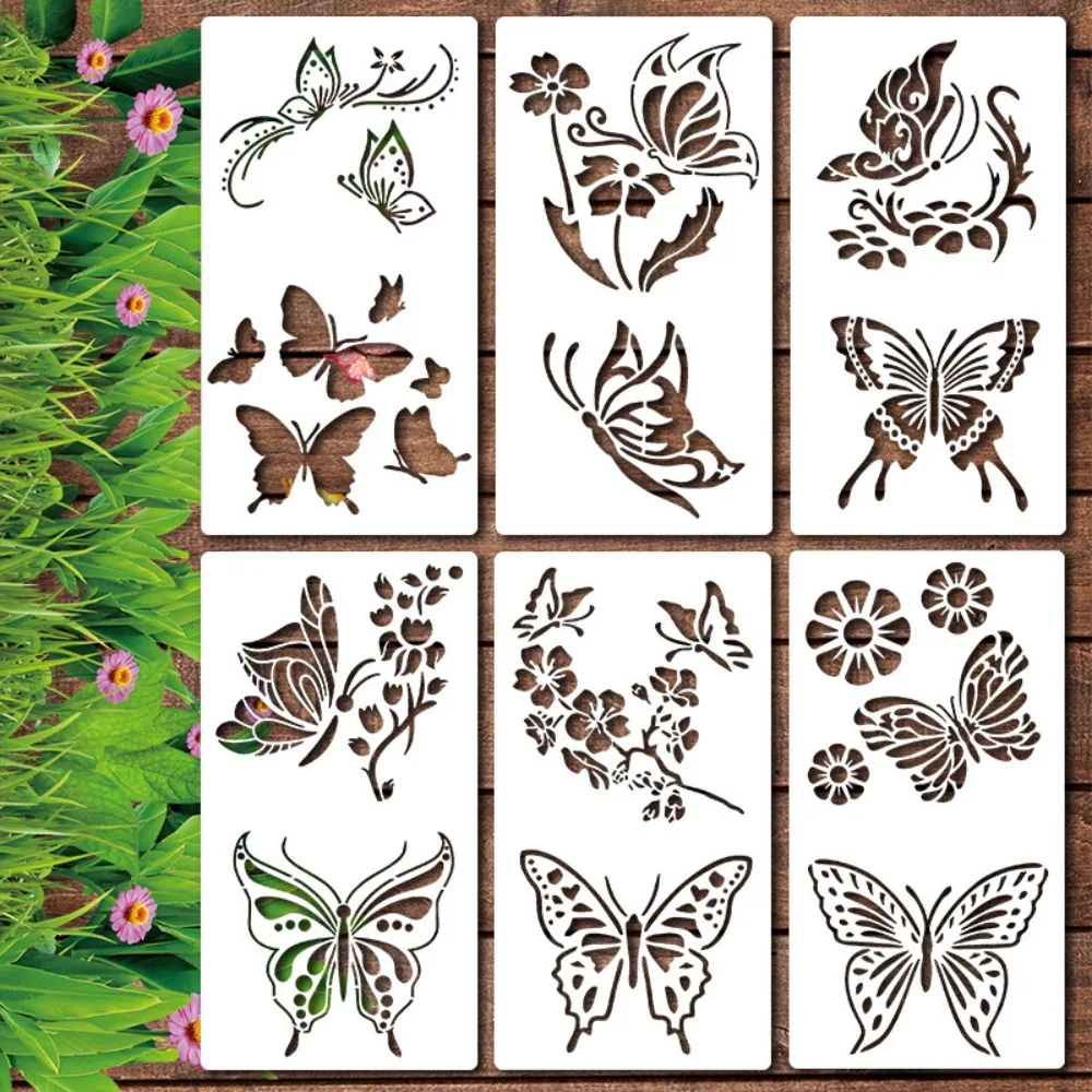 

6/16/18pcs 6/16/18pcs Wall Wildflower Stencil Painting Reusable Home Decor Scrapbooking Wedding Templates Drawing