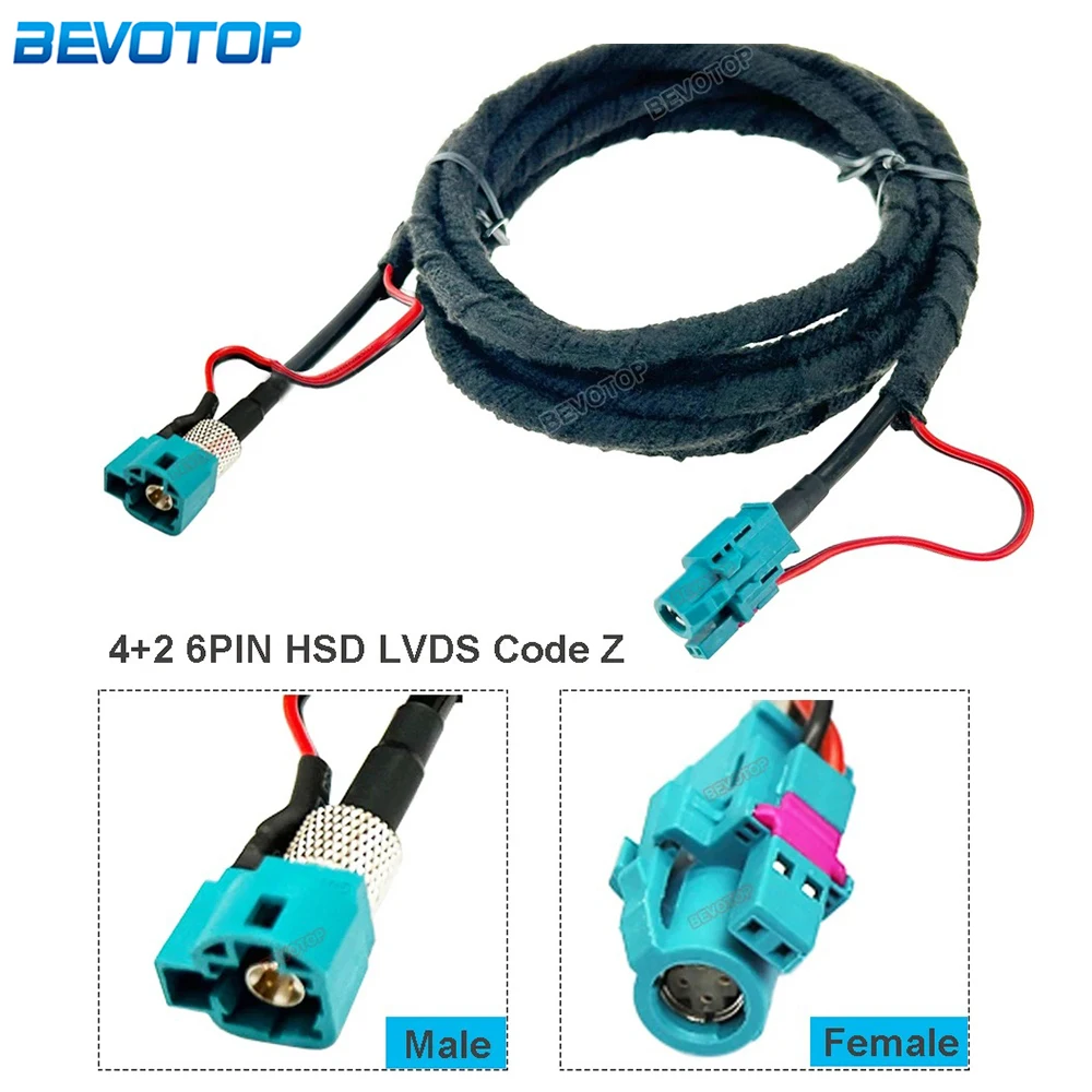 4+2 Pin HSD Cable Z Type 6 Pin HSD Male 90 Degree to Female Jack High Speed DataTransmission Harness Wire LVDS Cable 0.1M-7M