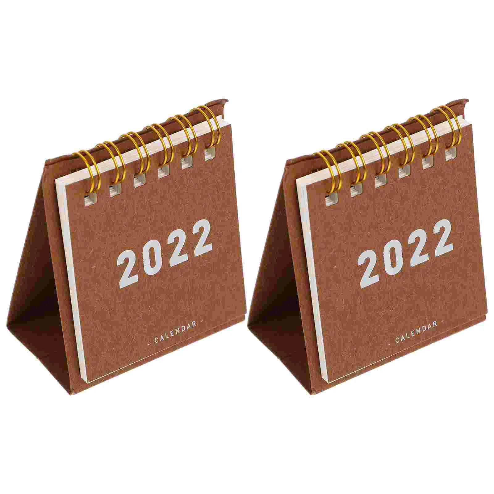 Mini calendrier de bureau pour étudiants, papier de bureau, table liative, britannique, nouvel an, 2022, 2 pièces