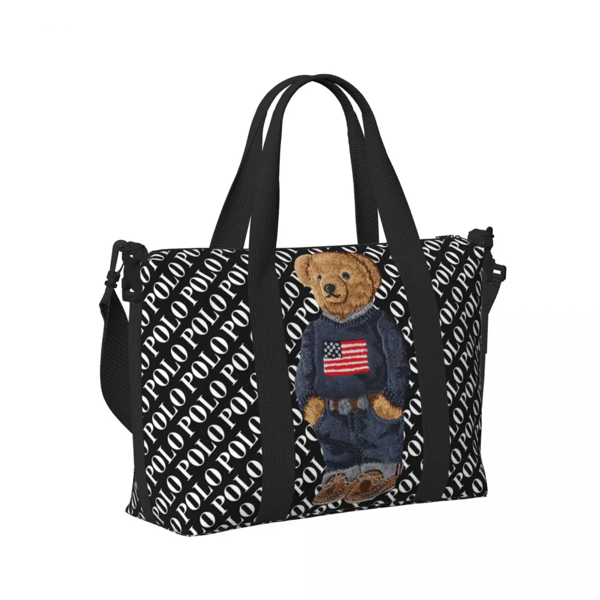 Custom Large Luxury Bear Tote Bag Women Shopper Shoulder Gym Beach Travel Bag