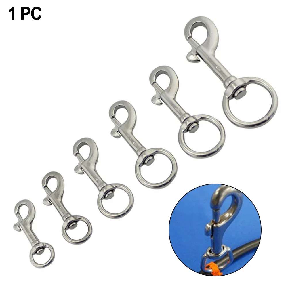 1pc Scuba Diving Swivel Eye Bolt Snap Stainless Steel Spring Hook Pet Leash Hook Swivel Eye Bolt Snap Hook Clip Marine Boat