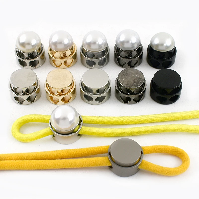 

10/20/30Pcs Cord Stopper Buckle Pearl Decoration Spring Snap Button Metal Rope Lock Clamp Toggle Clip for Adjust Shoelace Clasp