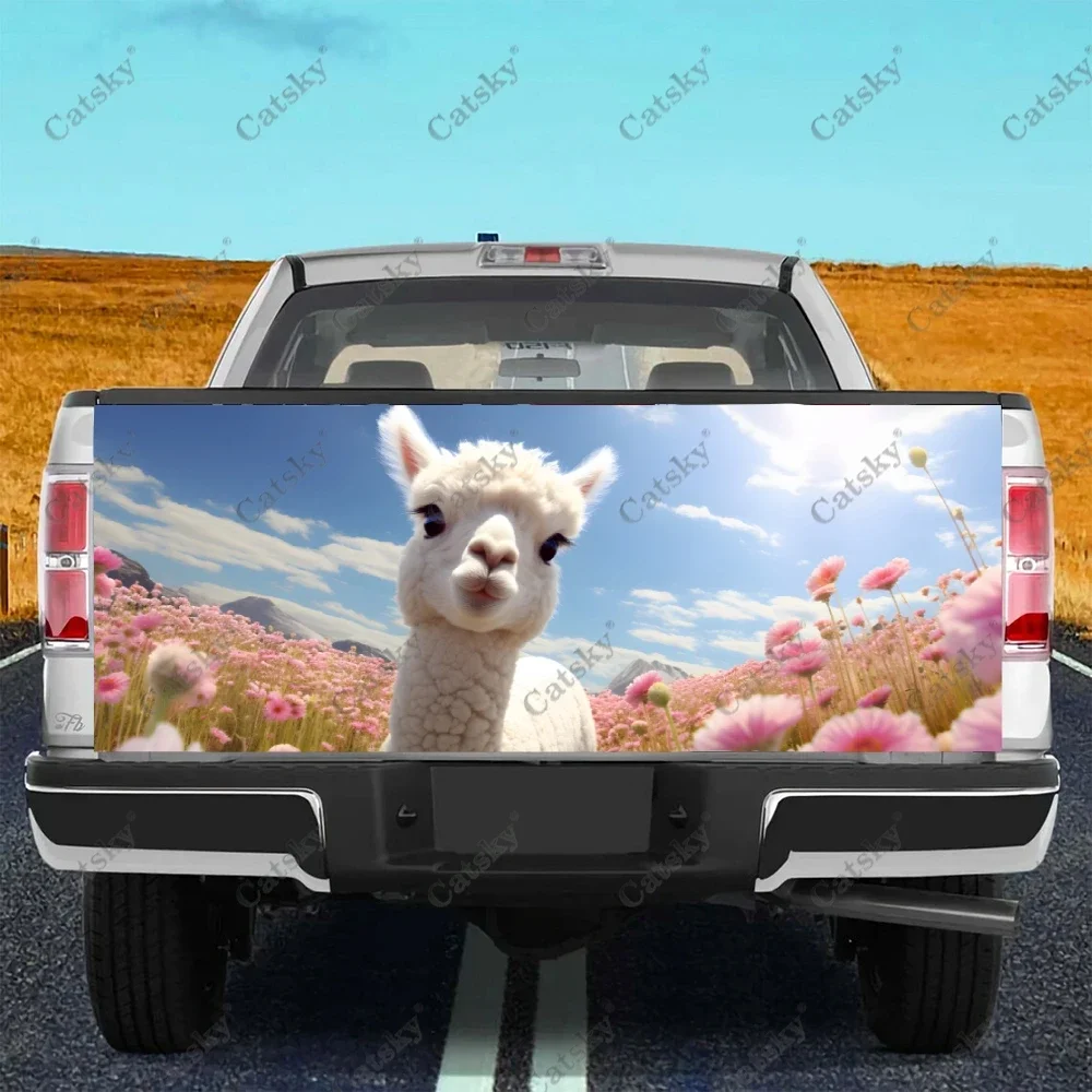 Cute Alpaca In Meadow Truck Tailgate Wrap Professional Grade Material Universal Fit for Full Size Trucks Weatherproof