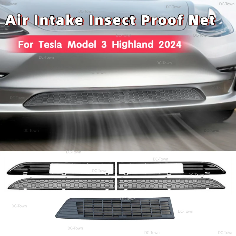 

For Tesla Model 3 Highland 2024 Air Intake Insect Proof Net Front Bumper Inlet Protective Grille Cover Anti Dust Car Accessories