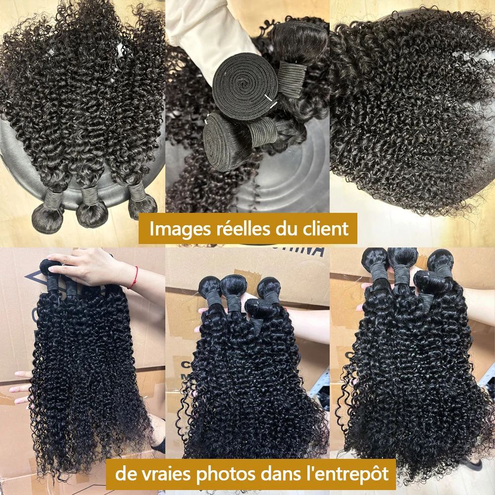 Annione Curly Bundles Human Hair 30 32 36 Inch Brazilian Hair Bundles 100% Human Hair Bundles Raw Hair 100% Human Hair Extension