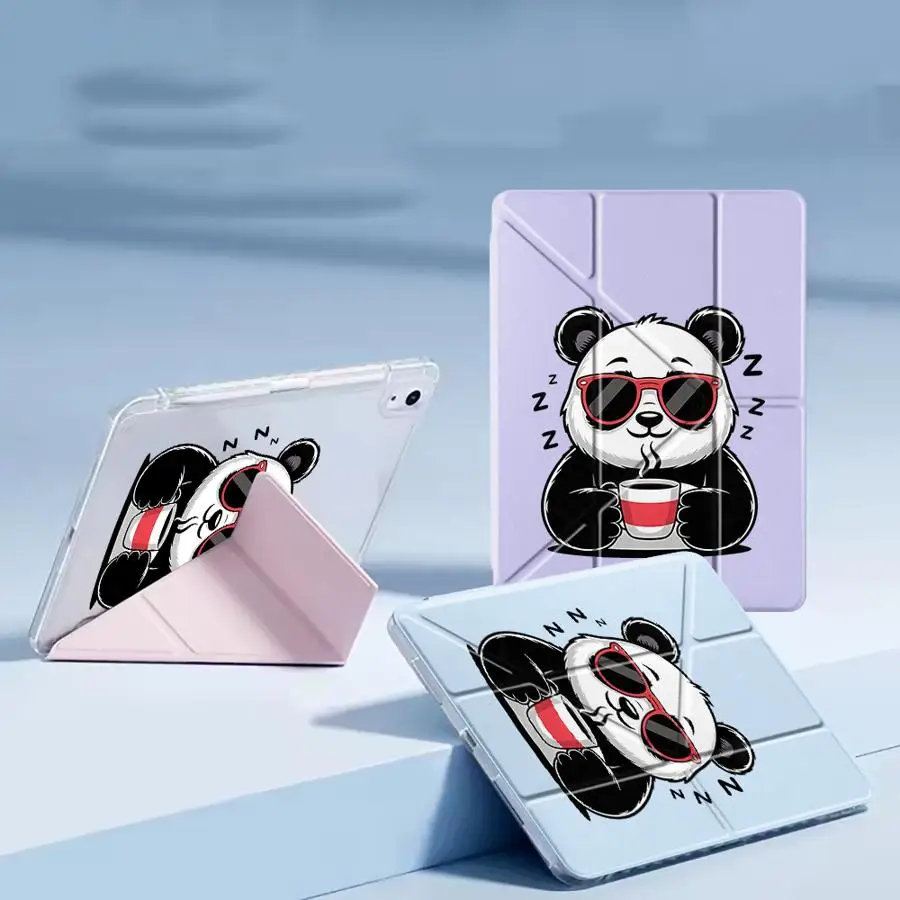 Cloud Coffee Panda Holder Cover Tablet Case For iPad Air 4 5 M3 M2 M4 11inch Mini 6 7 Pro 11th 10th 9th 8th 12 Pro 2025 Y-Fold