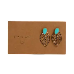 50PCS 2 Sizes White Brown Smile Thank You Cards Packing Package For Jewelry Stud Drop Earrings Display Necklace Holder Wholesale