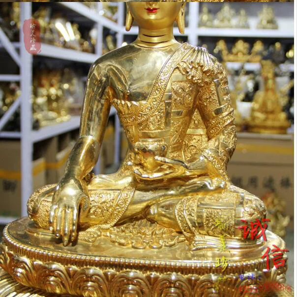 46CM huge large # GOOD buddha Buddhist HOME Temple Nepal Buddhism gold gilding Amitayus Sakyamuni brass statue