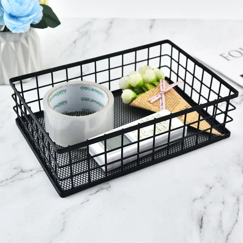 Nordic Iron Square Storage Basket Desktop Storage Basket Office Storage Basket Storage Box Container for Home Organization