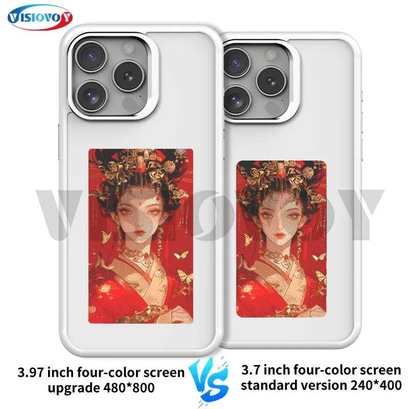 

3.97 inch 480*880 Enhanced 4 Color E ink Screen Anime Smart Phone Cases For iphone 15 14 13 Pro Max DIY Phone NFC Function Funda