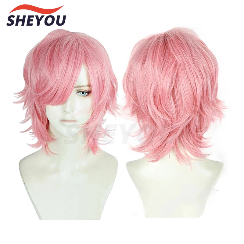 anime-yarichin-club-ayato-yuri-cosplay-perucas-e-bone-de-peruca-cabelo-curto-sintetico-resistente-ao-calor-rosa-festa-de-halloween