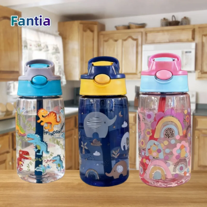 

Kids Water Sippy Cup Kids 480ml Water Bottle with Straw and Handle Portable Drinking Bottle Cup Children