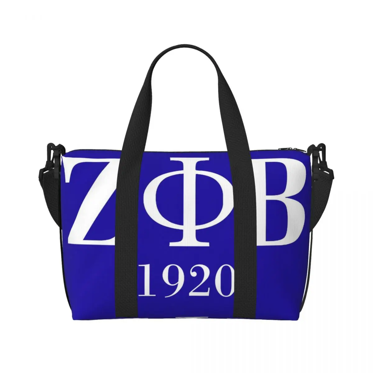 Custom Zeta Phi Beta Sorority Logo Grocery Tote Shopping Bags Women Large Capacity Greek Letter 1920 Gym Beach Travel Bags