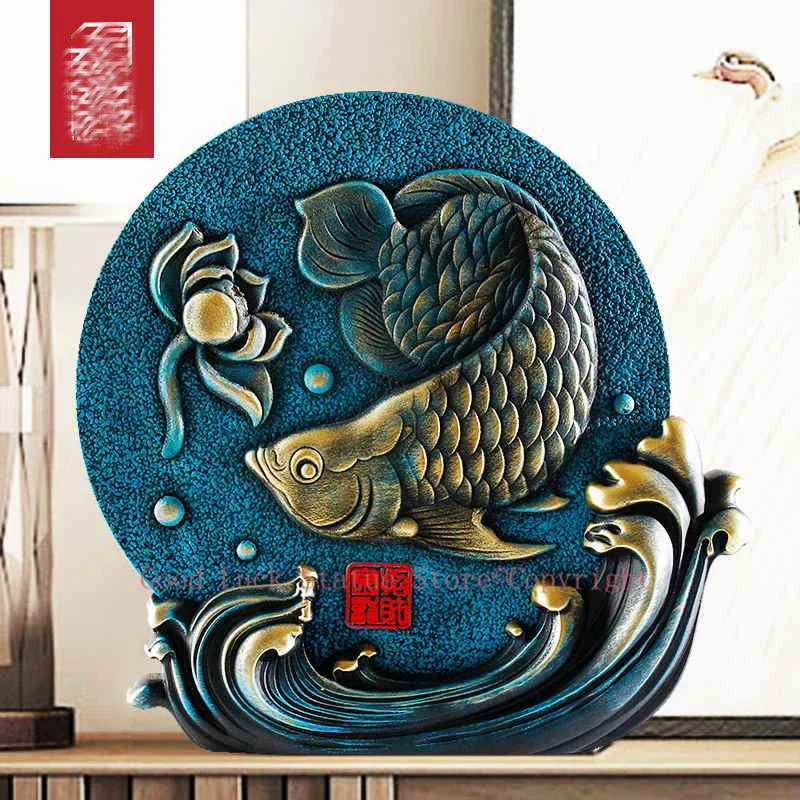 China Leader National gift- HOME office Comapny thriving business Mascot FENG SHUI Golden Dragon Arawana fish carving Ornament