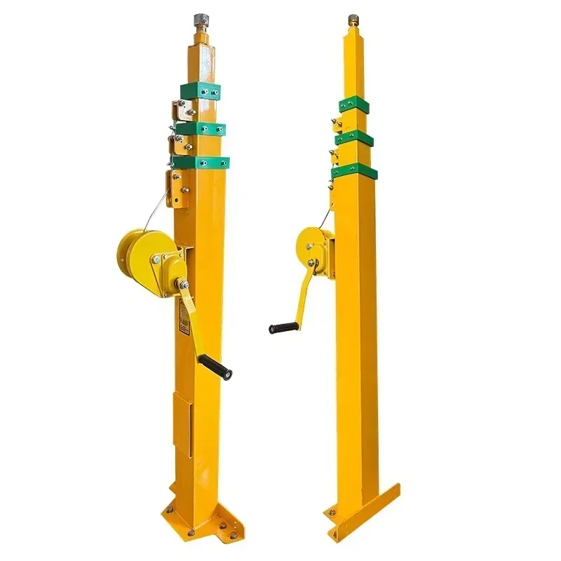 Hand Cranked Pole, Manual Telescopic Mechanical Winch, Lifting Mast 3/4/5/6//8/9 Meters