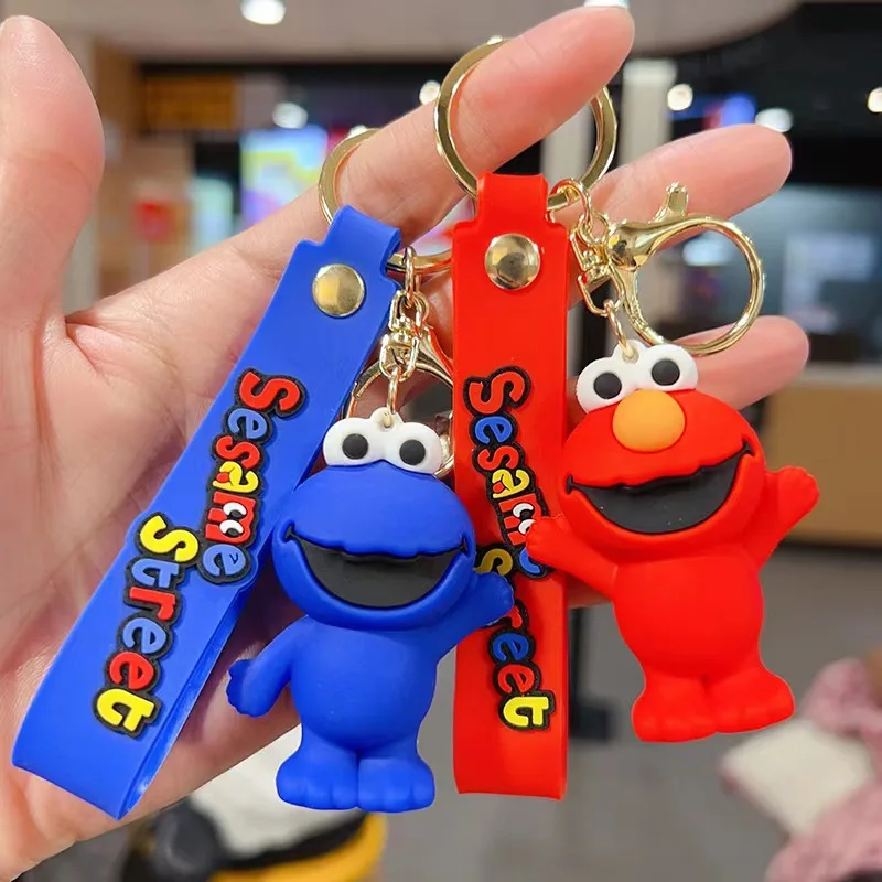 Cartoon Anime Sesame Street Pvc Figure Keychain On The Phone  Key Chain For Children Kid Gifts For The New Year Christmas Gifts