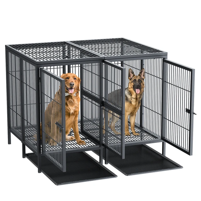 Heavy Duty Dog Crate 52Inch Extra Large Pet Raised Metal Cage with Removable Divider Doggy Kennel Training Playpen House AliExpress