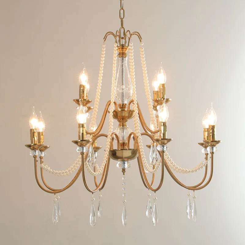 ما بعد الحداثة لايت الفاخرة الأمريكية الحد الأدنى مطعم الفرنسية فيلا غرفة نوم الإبداعية اللؤلؤ غرفة المعيشة كريستال الثريا #2