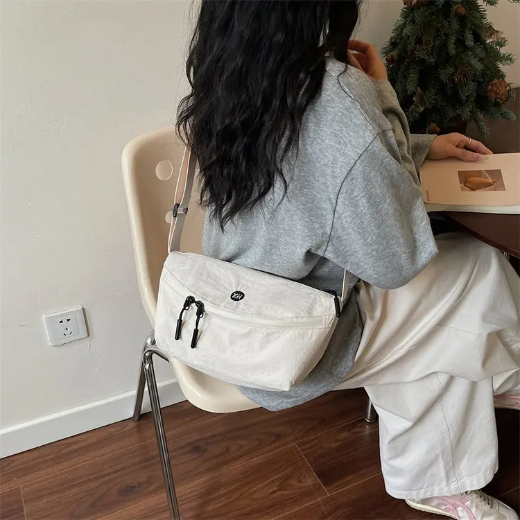 Ultra-Light Waterproof Oxford Cloth Crossbody Bag Unisex Nylon Single Shoulder Saddle Chest Bag Practical Commuter Style Handbag