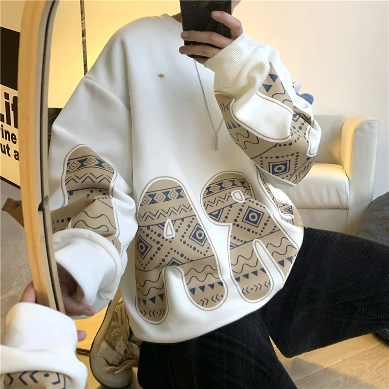 

Extra Large 300 Pou plus Size Men's round Ne Sweatirt Loose Fit Autumn Comfortable Antibacterial Trendy Youth Faion