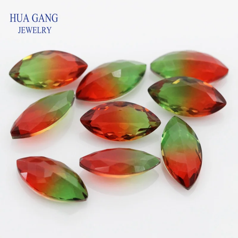 Marquise Shape Watermelon Tourmaline Stone Synthetic Glass Loose Beads Size 6x6mm-14x14mm For Jewelry Making