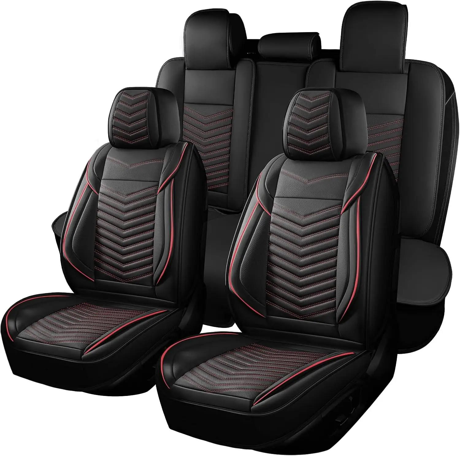 

Nappa Leather Car Seat Covers Full Set, 5 Seats, Waterproof, Universal Fit for SUV Truck Sedan