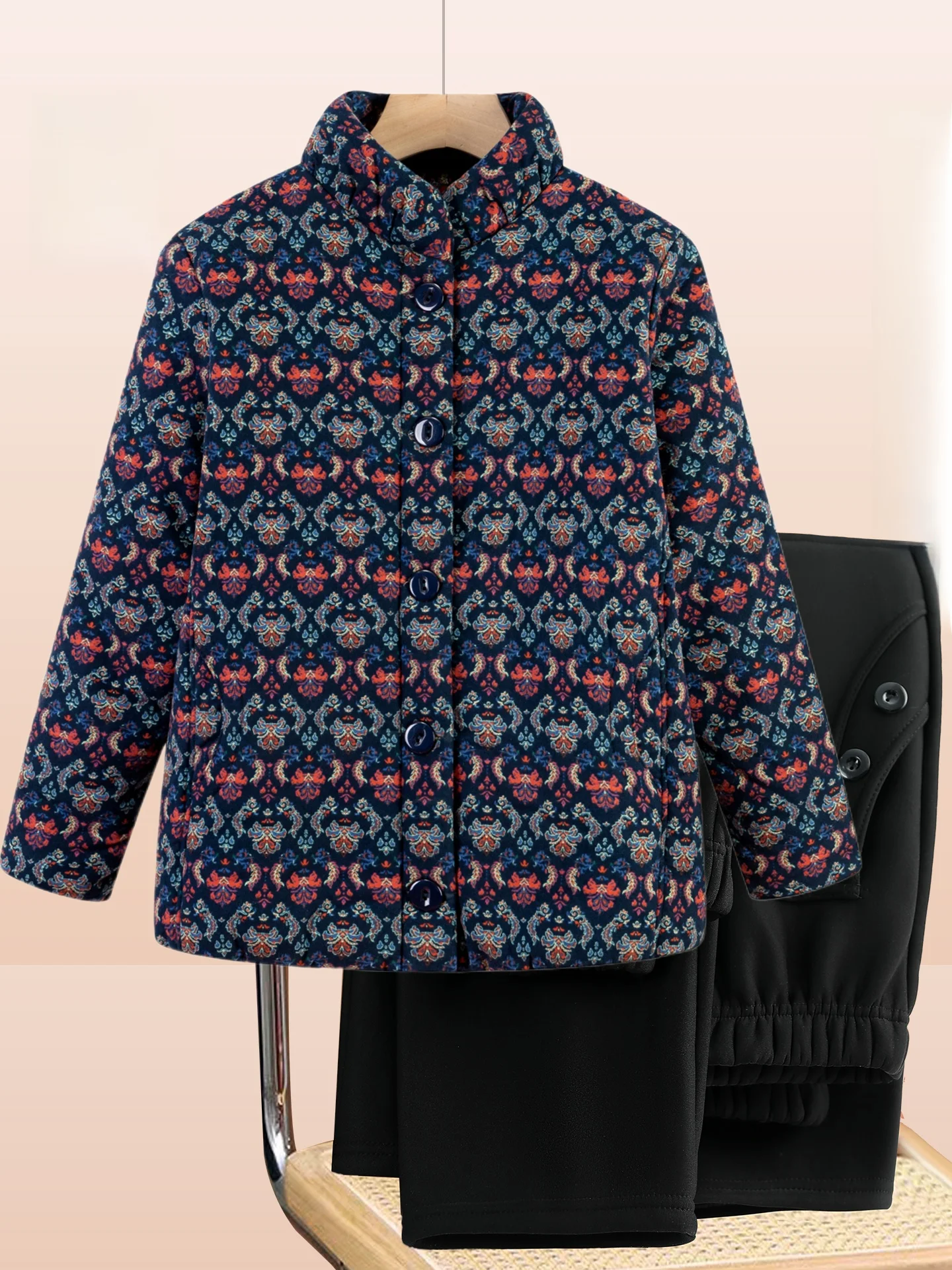 

Женская хлопковая куртка Thiened Fce: теплая верхняя одежда для мам, зимнее пальто, уютные длинные брюки, винтажный узор