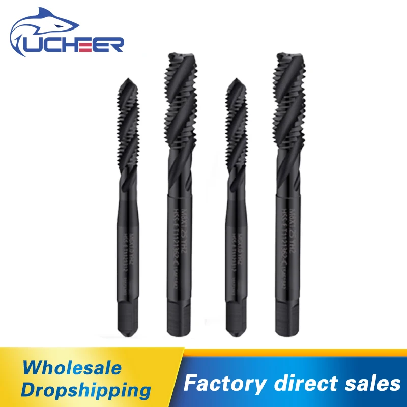 

UCHEER 1pc Tap carbonize spiral screw tap Drill bits Machine Point Thread M2.5-M10 black coating