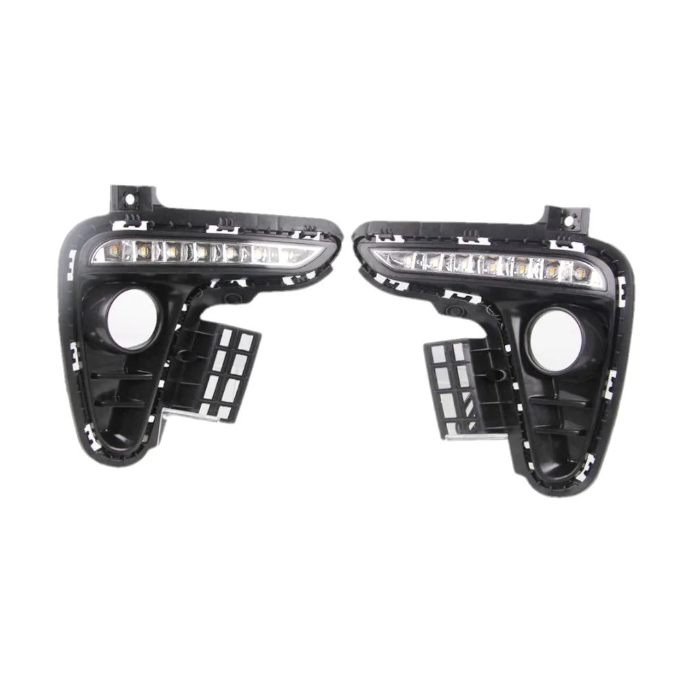 

July King Car Daytime Running Lights Compatible for Kia Rio IV K2 2017+, 6000K LED Front Bumper DRL + Yellow Turn Signals