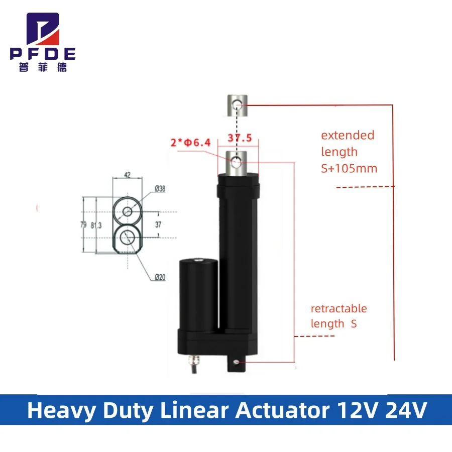 صامت مقاوم للماء الغبار الثقيلة المحرك الخطي 12 فولت 24 فولت IP68 السكتة الدماغية 30 مللي متر-200 مللي متر 12 فولت 3 مللي متر s 1200N