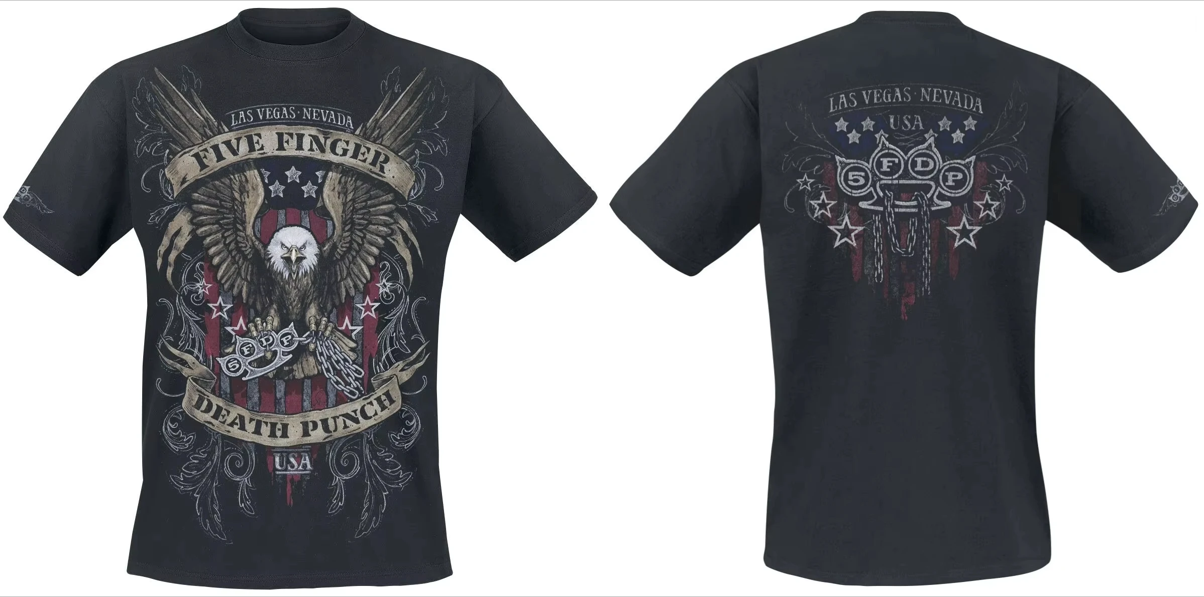 2026 New Cool Five Finger Death Punch Bloody Skull Print T-Shirt  Cotton Unisex Metal Fans Casual Tee view 4